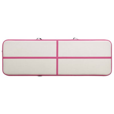 vidaXL Mata gimnastyczna z pompką, 400x100x15 cm, PVC, różowa