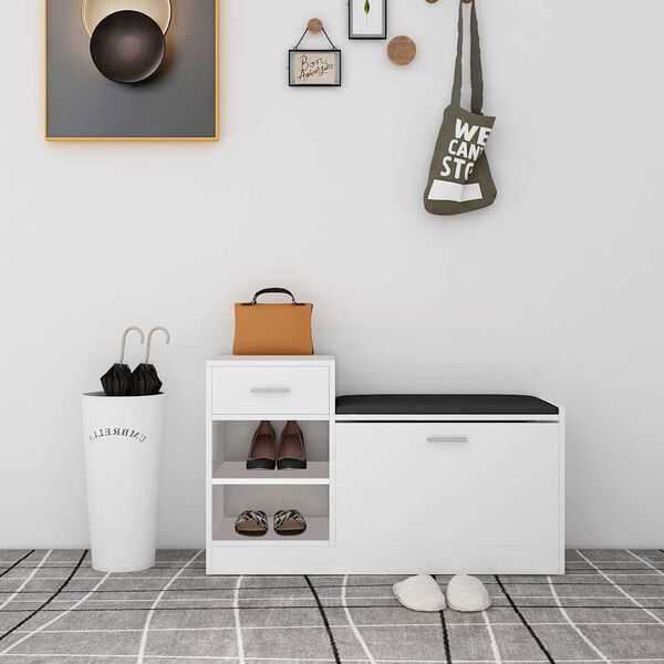 vidaXL Ławka z miejscem na buty, biała, 94,5x31x57 cm