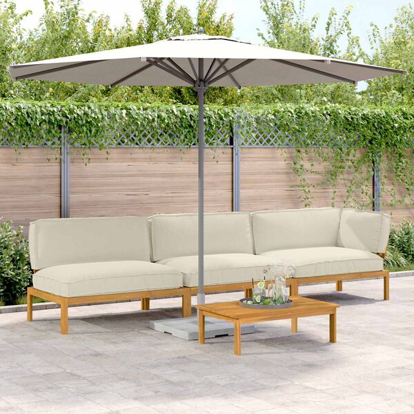vidaXL Zestaw Sof z poduszką Gładki 4 pcs Kremowy Lite Drewno Akacji