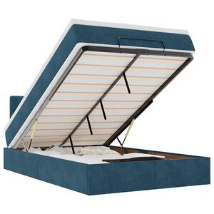 vidaXL Ł&oacute;żko otomana z materacem i LED, ciemnoniebieski, 120x190cm