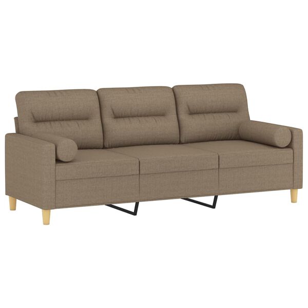 vidaXL 3-osobowa sofa wypoczynkowa z poduszkami, taupe, 180 cm
