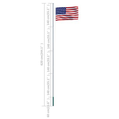 vidaXL Flaga USA z aluminiowym masztem, 6,2 m