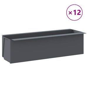 vidaXL Doniczki do palet, 12 szt., szare, 36x13,5x9,5 cm, PP