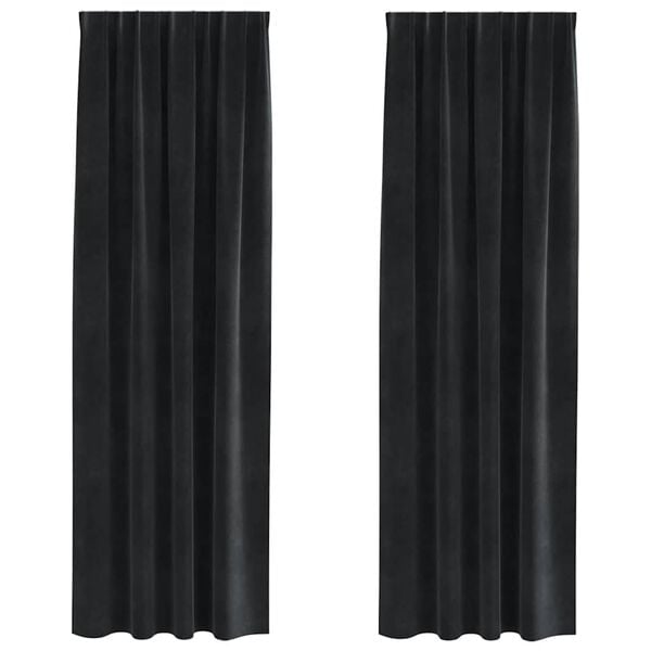 vidaXL Zasłony zaciemniające 2 pcs Czarny 140 x 260 cm Aksamit
