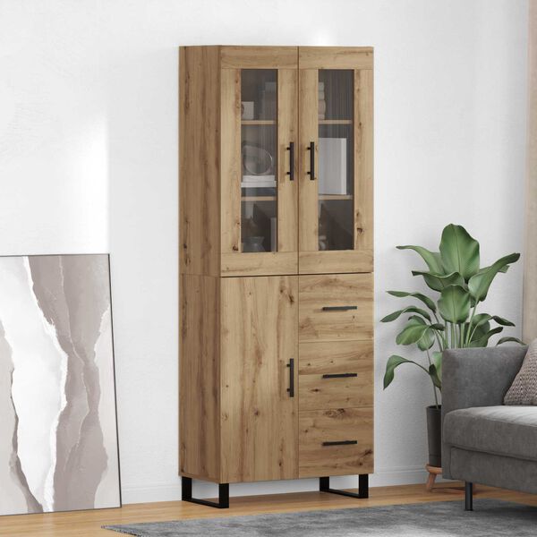 vidaXL Highboard 2 pcs Dąb rzemieślniczy Materiał drewnopochodny