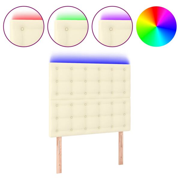 vidaXL Zagł&oacute;wek do ł&oacute;żka, kremowy, 90x5x118/128 cm, sztuczna sk&oacute;ra