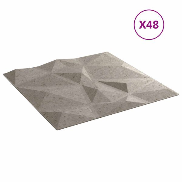 vidaXL Panele ścienne 48 pcs Betonowy Szary 50 x 50 cm Pianka XPS