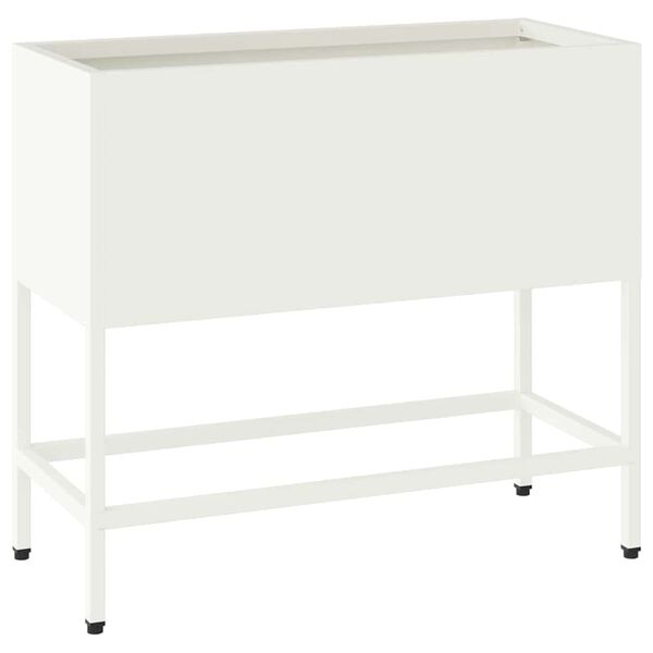 vidaXL Podwyższona doniczka ogrodowa Biały 60 x 26 x 48 cm Stal