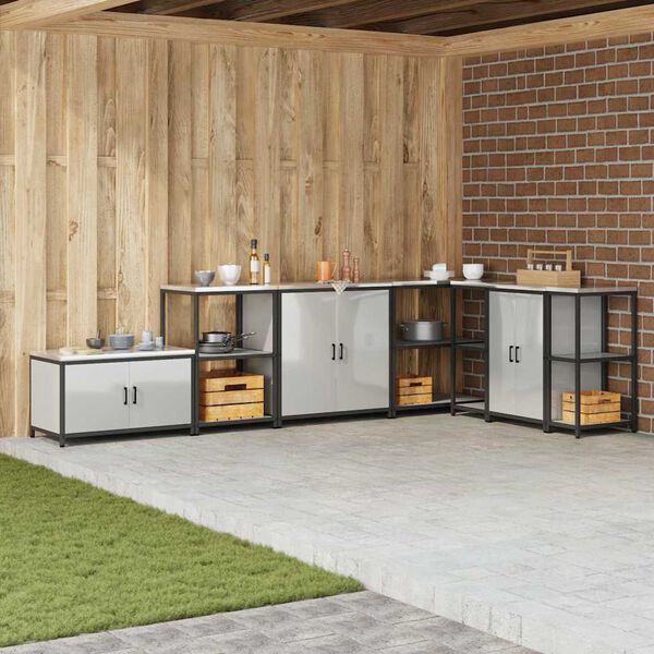 vidaXL Przechowywanie w kuchni z p&oacute;łką Srebrny 60 x 50 x 92 cm Stal