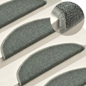 vidaXL Maty na schody 15 szt. 56x17x3 cm Ciemnozielone p&oacute;łokrągłe