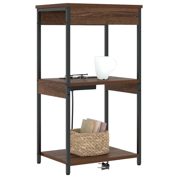 vidaXL Szafka Nocna z p&oacute;łką Brązowy dąb 41 x 31 x 76 cm