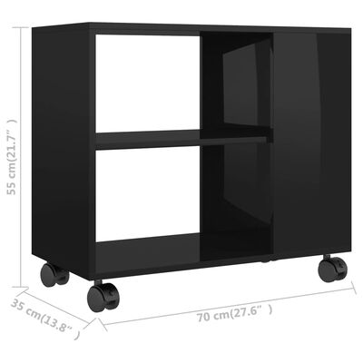 vidaXL Stolik boczny, czarny z połyskiem, 70x35x55 cm