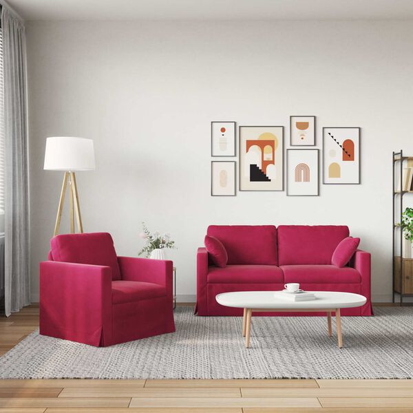vidaXL Sofa 2 pcs Czerwone wino