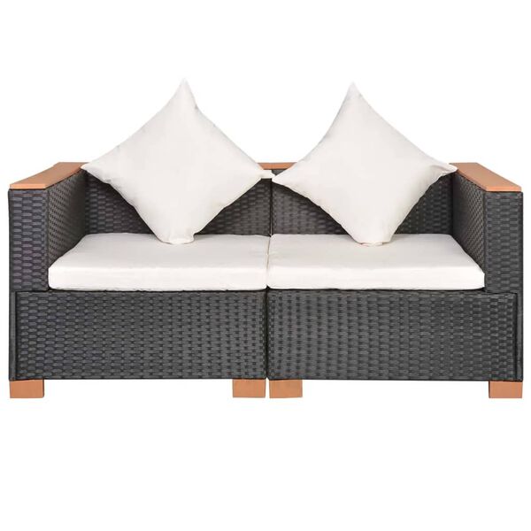 vidaXL Sofa ogrodowa, rattan PE, czarna