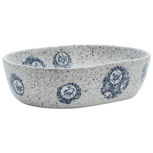 vidaXL Umywalka nablatowa, szaro-niebieska, owalna, 47x33x13 cm
