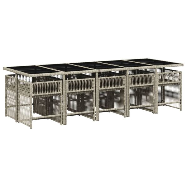 vidaXL 11-cz. zestaw mebli do ogrodu z poduszkami jasnoszary rattan PE