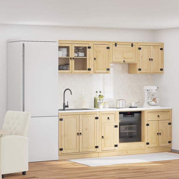 vidaXL Szafkowy z szufladą SKI 8 pcs Miodowy Brąz Lite drewno sosnowe