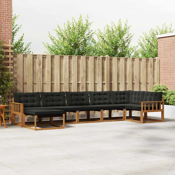 vidaXL Zestaw sof na zewnątrz z poduszką 21 pcs Naturalny i czarny
