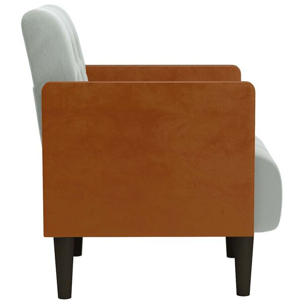 vidaXL Sofa Fotel z Podłokietnikami Jasnoszary 55 cm Aksamit