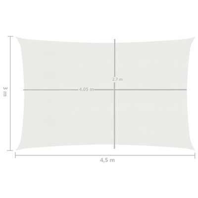 vidaXL Żagiel przeciwsłoneczny, 160 g/m², biały, 3x4,5 m, HDPE