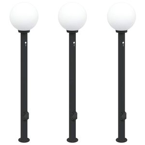 vidaXL Lampy słupkowe z czujnikiem i gniazdkiem 3 szt. 120 cm, czarne, IP44