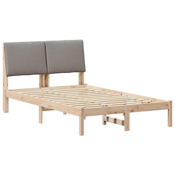 vidaXL Rama ł&oacute;żka Brązowy i taupe 135 x 190 cm Lite drewno sosnowe