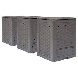 vidaXL Kompostowniki, 3 szt., 60x60x83 cm, 900 L, rattan z tworzywa