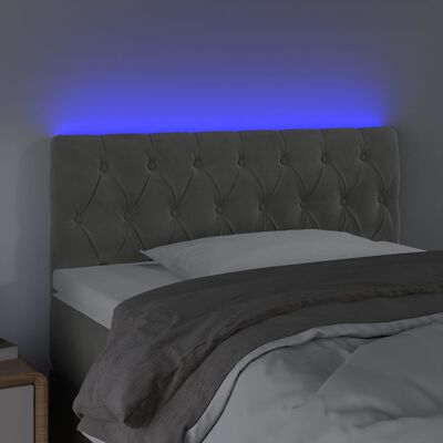 vidaXL Zagłówek do łóżka z LED, jasnoszary, 90x7x78/88 cm, aksamit