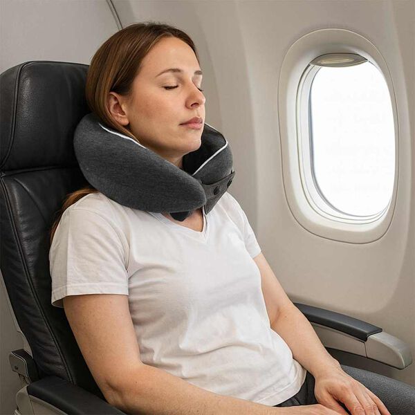 vidaXL Poduszka podr&oacute;żna na szyję Ciemnoszary 28 x 28 x 14 cm Bawełna