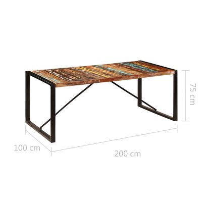 vidaXL Stół jadalniany, 200x100x75 cm, lite drewno z odzysku