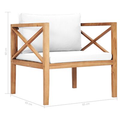 vidaXL Krzesło ogrodowe z kremowymi poduszkami, lite drewno tekowe