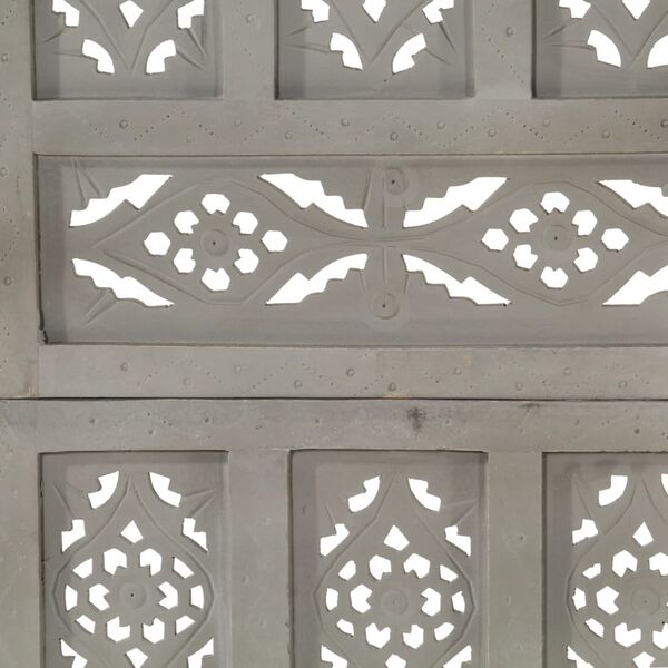 vidaXL Parawan 4-panelowy, rzeźbiony, szary, 160x165 cm, drewno mango