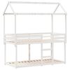 vidaXL Ł&oacute;żko piętrowe z dachem, białe, 75x190 cm, lite drewno sosnowe