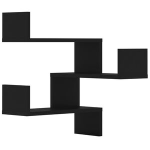 vidaXL P&oacute;łki ścienne narożne, 2 szt., czarne, 40x40x50 cm