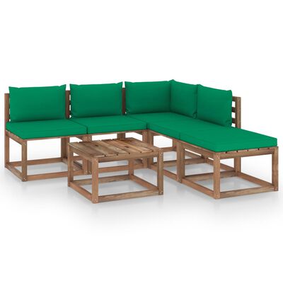 vidaXL 6-cz. zestaw wypoczynkowy z palet, z poduszkami, drewno sosnowe