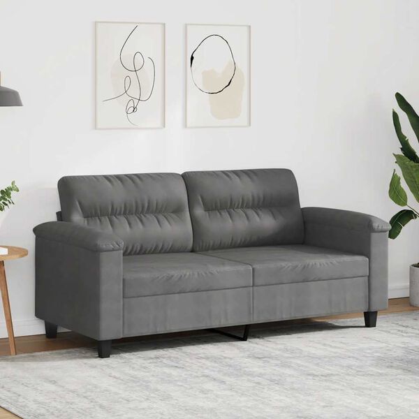 vidaXL Sofa 2-osobowa, ciemnoszary, 140 cm, tapicerowana mikrofibrą