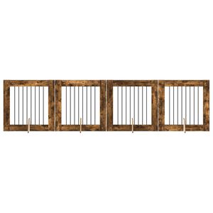 vidaXL Bramka dla ps&oacute;w z podp&oacute;rkami 4 pcs Dąb wędzony 80 x 80 cm