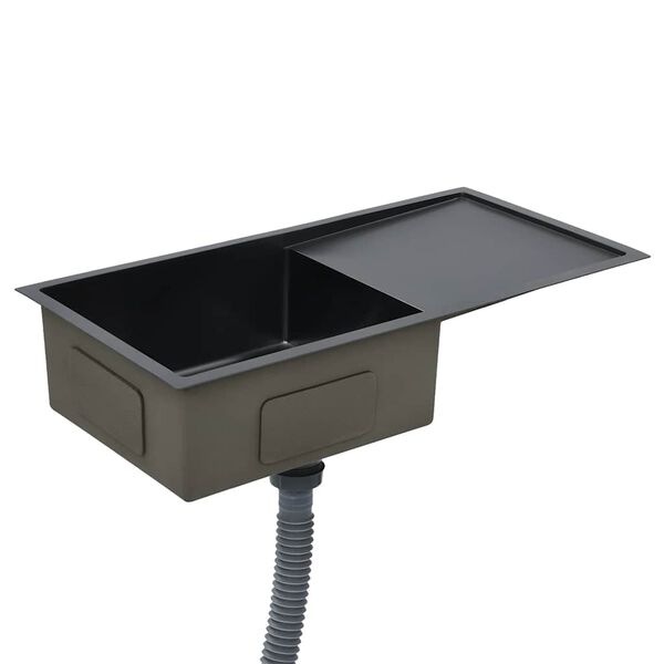 vidaXL Ręcznie robiony zlewozmywak, czarny, stal nierdzewna