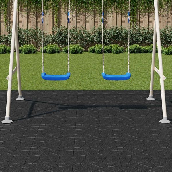 vidaXL Kamień kroczący 6 pcs Czarny 40,5 x 40,5 x 2 cm Guma