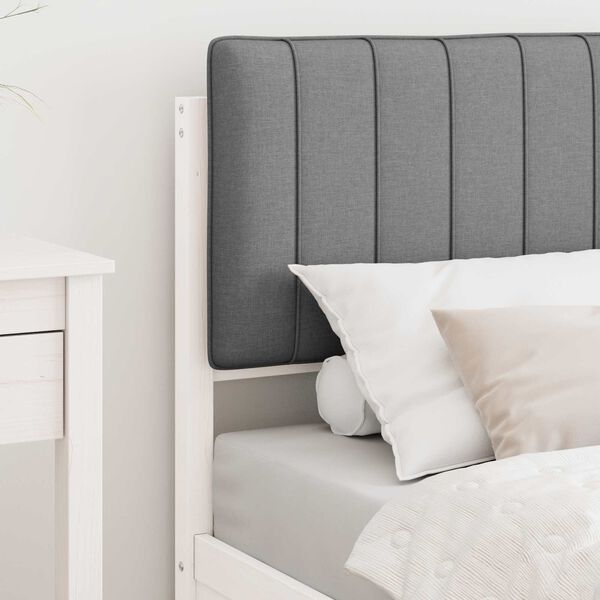 vidaXL Ramka ł&oacute;żka z tapicerowanym wezgłowiem Jasnoszary 80 x 200 cm