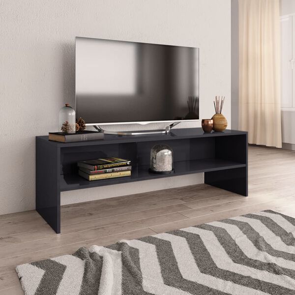 vidaXL Szafka pod TV, szara, wysoki połysk, 120x40x40 cm