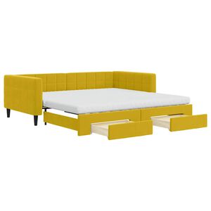 vidaXL Sofa rozsuwana z szufladami, ż&oacute;łta, 100x200 cm, aksamit