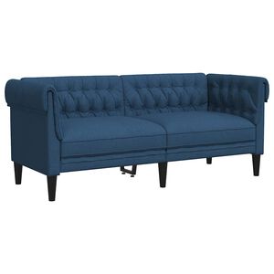 vidaXL Sofa Chesterfield, dwuosobowa, niebieska, obita tkaniną
