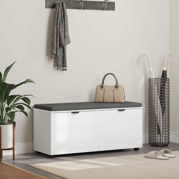 vidaXL Ławka w przedpokoju z poduszką Biały 100 x 38 x 46 cm