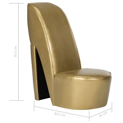 vidaXL Fotel w kształcie buta na obcasie, złoty, sztuczna skóra
