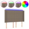 vidaXL Zagł&oacute;wek do ł&oacute;żka z LED, taupe, 147x16x118/128 cm, tkanina
