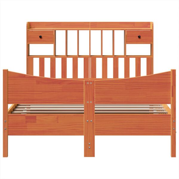 vidaXL Rama ł&oacute;żka bez materaca, woskowy brąz, 140x190 cm, lita sosna