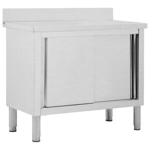 vidaXL St&oacute;ł roboczy, przesuwne drzwi, 100x50x(95-97) cm, stal