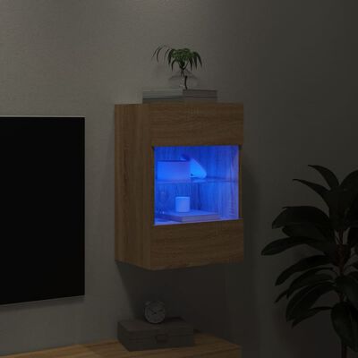 vidaXL Ścienna szafka TV z LED, dąb sonoma, 40x30x60,5 cm