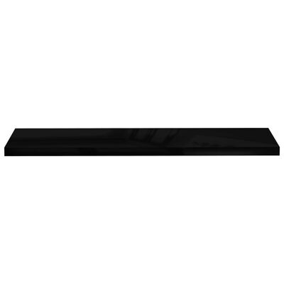vidaXL Półki ścienne, 2 szt., wysoki połysk, czarne, 120x23,5x3,8 cm